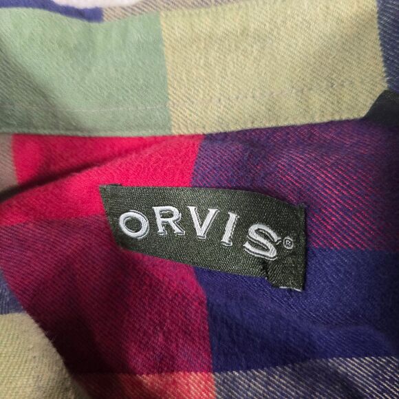 Orvis Plaid Long Sleeve Flannel Button Down Shirt Men's XL Colorful Soft - Picture 4 of 6